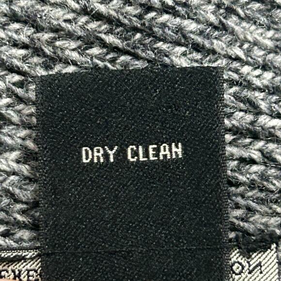 Jos. A. Bank Wool Cardigan Mens Large Gray Shawl Collar Elbow Patches Leather Bu - Picture 9 of 10